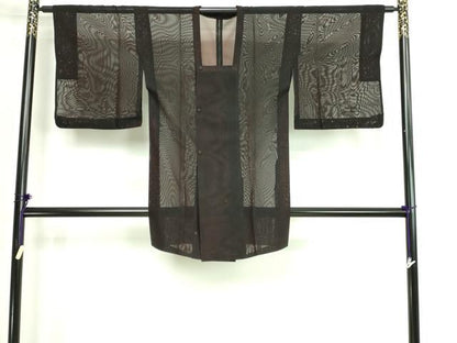 平和屋着物▽道行コート　スリーシーズン　春夏秋　塵除け　二重紗　縞　正絹　逸品　DABG9779sf