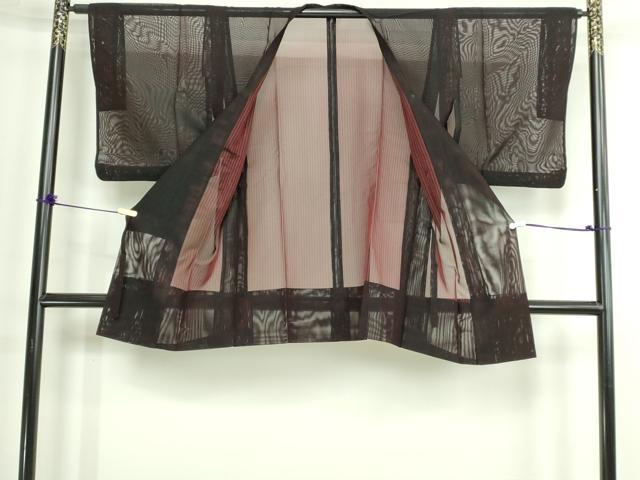 平和屋着物▽道行コート　スリーシーズン　春夏秋　塵除け　二重紗　縞　正絹　逸品　DABG9779sf