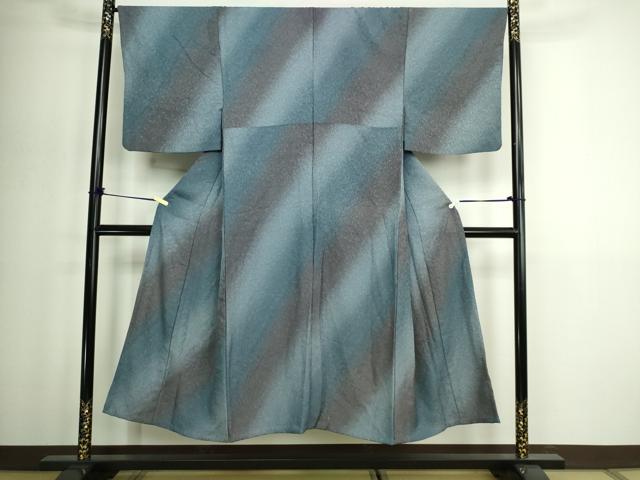 平和屋着物▽男性　小紋　単衣　霞文　暈し染め　正絹　逸品　DABG9786sf