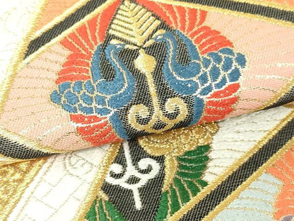 平和屋本店▼六通柄袋帯　唐織　束ね熨斗花文　本金箔　正絹　逸品　DABG9790sf
