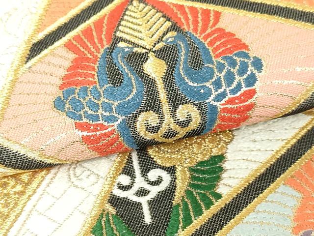 平和屋本店▼六通柄袋帯　唐織　束ね熨斗花文　本金箔　正絹　逸品　DABG9790sf