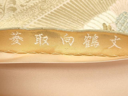 平和屋本店▼六通柄袋帯　菱取向鶴文　本金箔　正絹　逸品　DABG9793sf