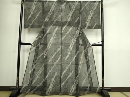 平和屋着物＊夏物　絹芭蕉　紗　流水文　正絹　逸品　DABG9797sf