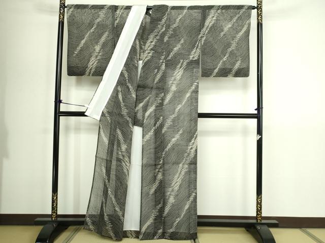 平和屋着物＊夏物　絹芭蕉　紗　流水文　正絹　逸品　DABG9797sf