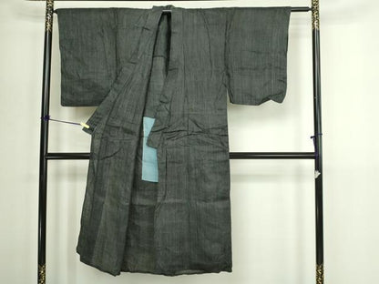 平和屋着物＊夏物　男性　石川県指定無形文化財　能登上布　本麻手織上布　紗　縞　麻　正絹　逸品　DABG9798sf