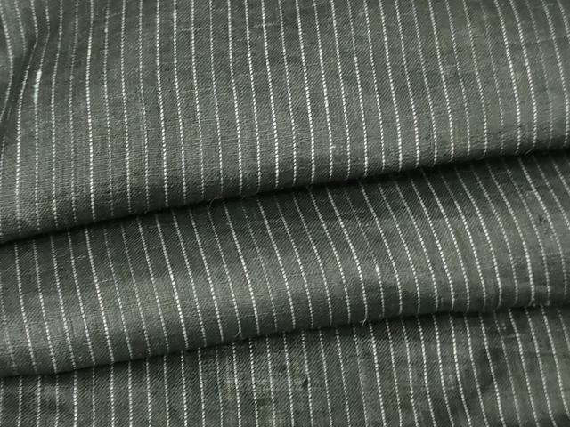 平和屋着物＊夏物　男性　石川県指定無形文化財　能登上布　本麻手織上布　紗　縞　麻　正絹　逸品　DABG9798sf