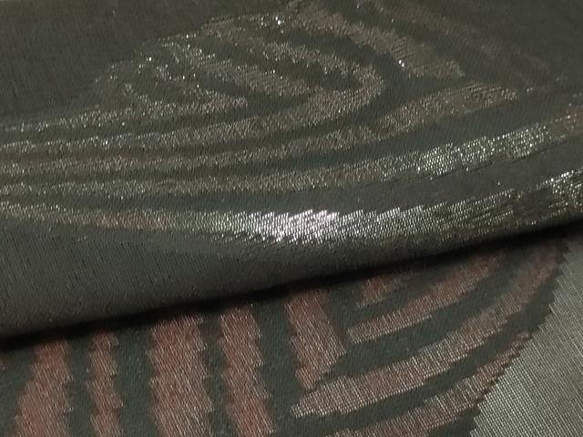 平和屋着物＊夏物　小紋　紗　舞葉文　黒地　銀糸　正絹　逸品　DABG9799sf