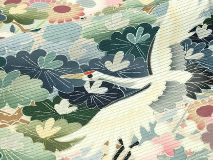 平和屋着物＊夏物　黒留袖　友禅　作家物　絽　飛鶴花文　正絹　逸品　DABG9801sf