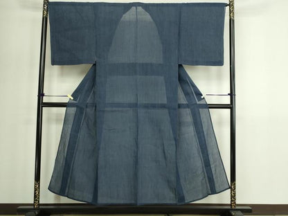 平和屋着物＊夏物　男性　本場小千谷ちぢみ　格子　麻　逸品　DABG9814sf
