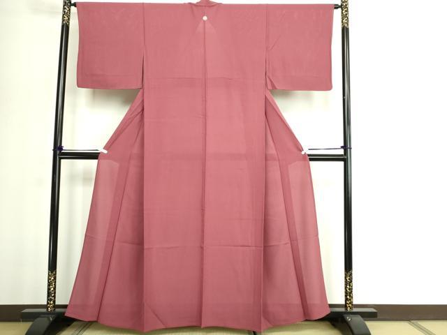 平和屋着物＊夏物　色無地　絽　蘇芳色　正絹　逸品　DABG9816sf