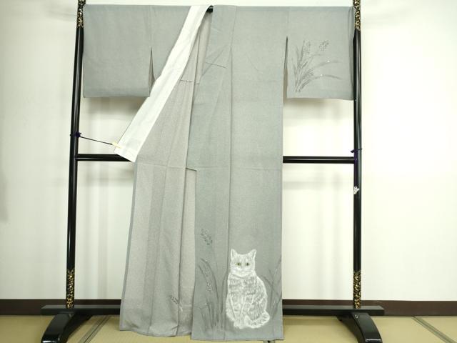 平和屋着物＊夏物　訪問着　絽　猫　正絹　逸品　DABG9817sf