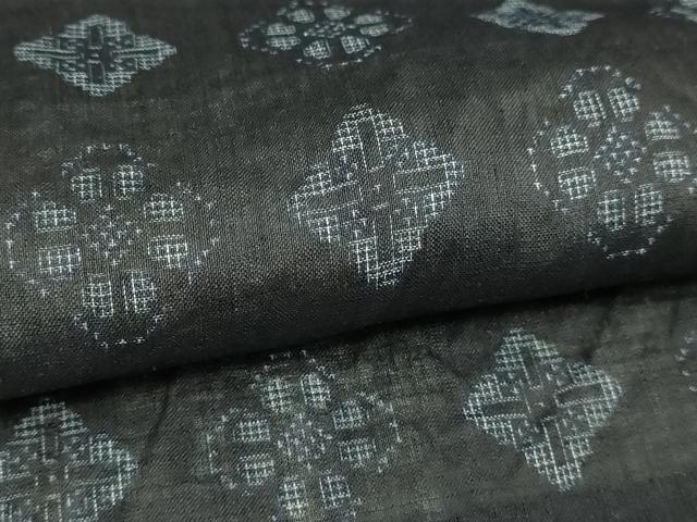 平和屋着物＊夏物　重要無形文化財　本場宮古上布　花菱文　苧麻　逸品　DABG9818sf
