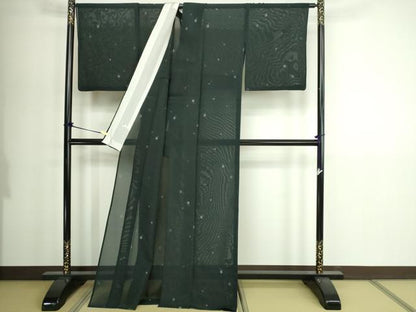 平和屋着物＊夏物　本場大島紬　夏大島　霞文　黒地　正絹　逸品　DABG9823sf