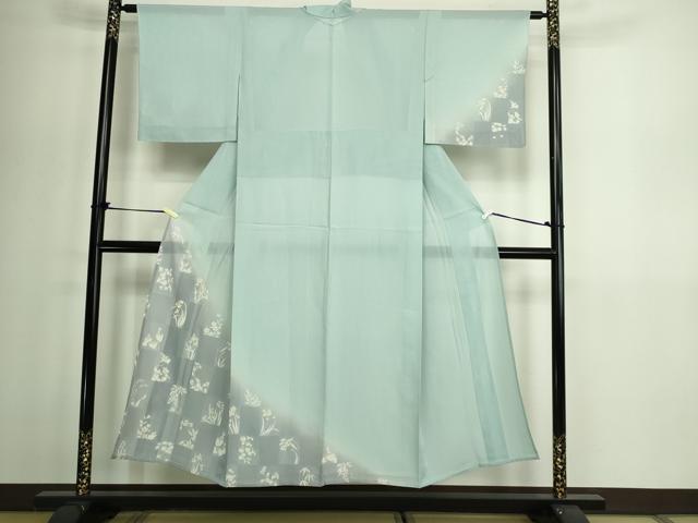 平和屋着物＊夏物　訪問着　絽　草花文　暈し染め　金彩　正絹　逸品　DABG9824sf