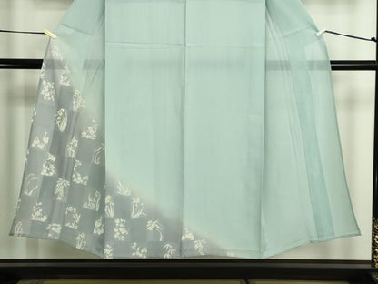 平和屋着物＊夏物　訪問着　絽　草花文　暈し染め　金彩　正絹　逸品　DABG9824sf