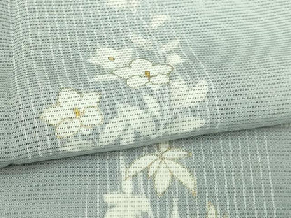 平和屋着物＊夏物　訪問着　絽　草花文　暈し染め　金彩　正絹　逸品　DABG9824sf