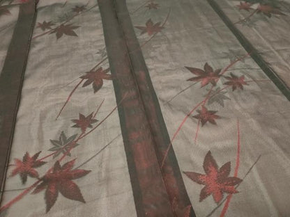平和屋着物＊夏物　小紋　紗　枝葉文　黒地　正絹　逸品　DABG9825sf