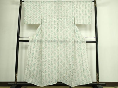 平和屋着物＊夏物　本場小千谷縮　草花文　麻　逸品　DABG9826sf