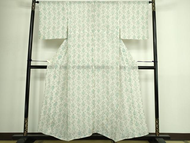 平和屋着物＊夏物　本場小千谷縮　草花文　麻　逸品　DABG9826sf