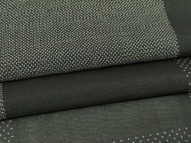 平和屋着物＊夏物　本場大島紬　夏大島　格子　黒地　正絹　逸品　DABG9830sf