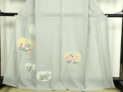 平和屋着物＊夏物　訪問着　変わり絽　友禅　草花文　正絹　逸品　DABG9832sf