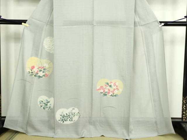 平和屋着物＊夏物　訪問着　変わり絽　友禅　草花文　正絹　逸品　DABG9832sf