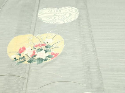 平和屋着物＊夏物　訪問着　変わり絽　友禅　草花文　正絹　逸品　DABG9832sf