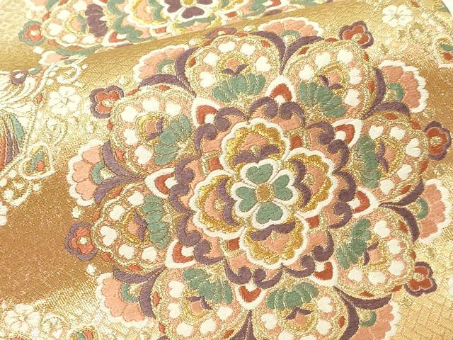 平和屋本店▼六通柄袋帯　唐織　鳳凰正倉院花文　本金箔　正絹　逸品　DABG9845sf