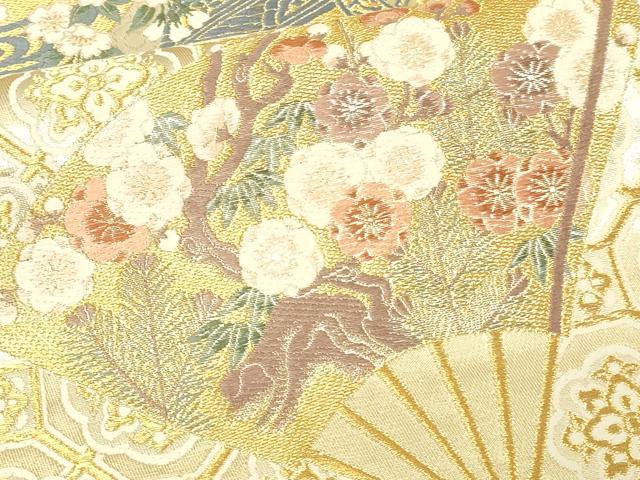 平和屋本店▼六通柄袋帯　唐織　道長屏風文　本金箔　正絹　逸品　DABG9848sf
