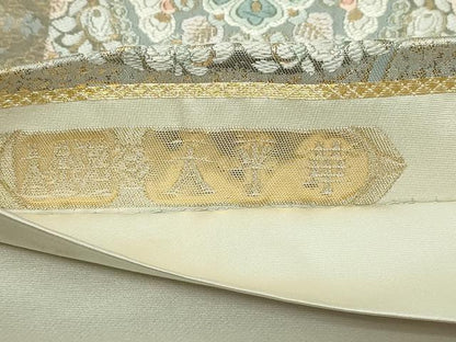 平和屋本店▼六通柄袋帯　唐織　天平華　本金箔　正絹　逸品　DABG9850sf