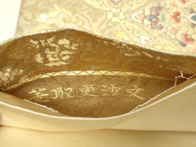 平和屋本店▼六通柄袋帯　唐織　菱取更紗文　本金箔　正絹　逸品　DABG9856sf