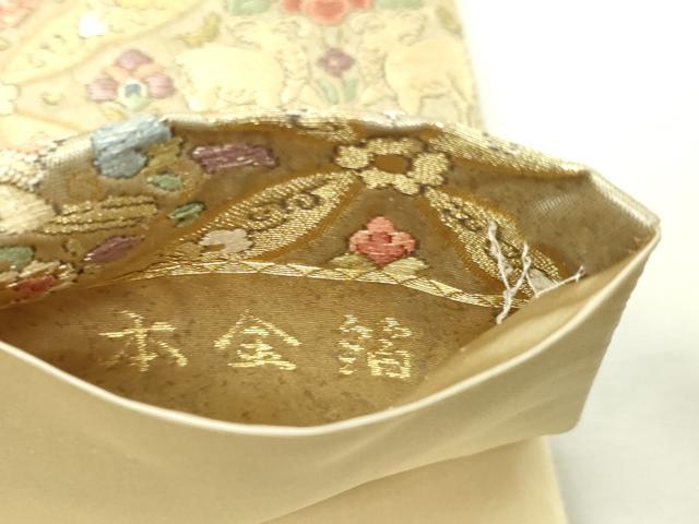 平和屋本店▼六通柄袋帯　唐織　菱取更紗文　本金箔　正絹　逸品　DABG9856sf