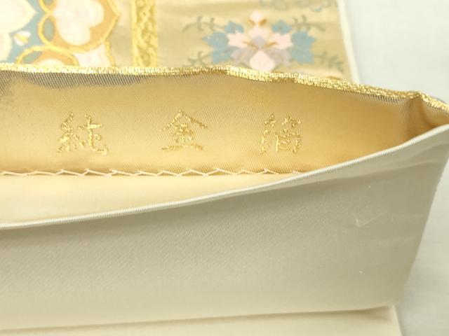 平和屋本店▼六通柄袋帯　正倉院孔雀花文　純金箔　正絹　逸品　DABG9857sf