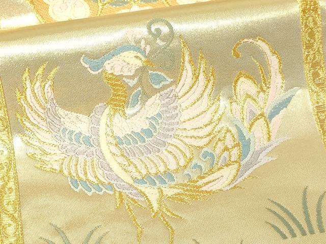 平和屋本店▼六通柄袋帯　正倉院孔雀花文　純金箔　正絹　逸品　DABG9857sf