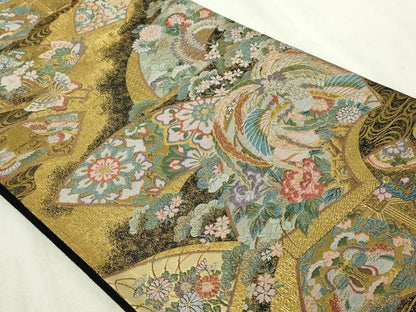 平和屋本店▼六通柄袋帯　京露錦　地紙鳳凰花文　本金重ね箔　正絹　逸品　DABG9860sf