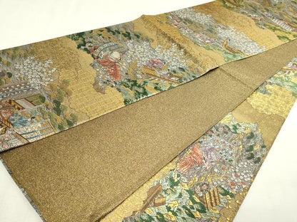 平和屋本店▼西陣　廣部商事謹製　全通柄袋帯　京洛時代祭還幸絵巻　弐捨四金箔使用　正絹　逸品　DABG9862sf
