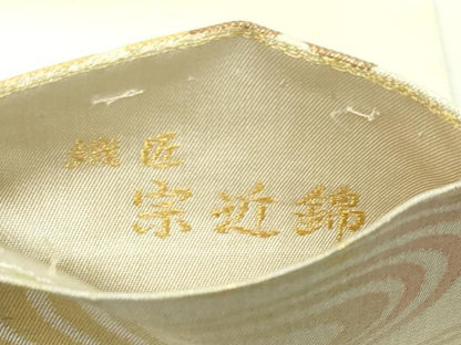 平和屋本店▼六通柄袋帯　孔雀更紗花文　織匠宗近錦　本金　正絹　逸品　DABG9868sf