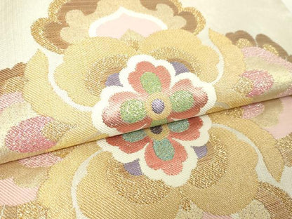 平和屋本店▼六通柄袋帯　孔雀更紗花文　織匠宗近錦　本金　正絹　逸品　DABG9868sf