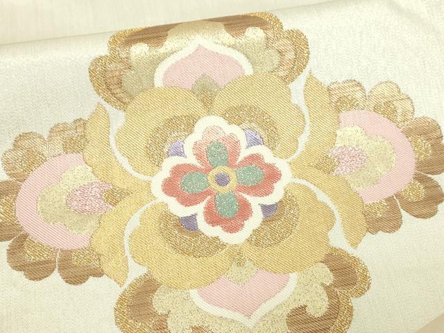平和屋本店▼六通柄袋帯　孔雀更紗花文　織匠宗近錦　本金　正絹　逸品　DABG9868sf