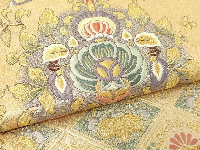 平和屋本店▼六通柄袋帯　唐織　道長彩華文　百本金弐重織　正絹　逸品　DABG9870sf
