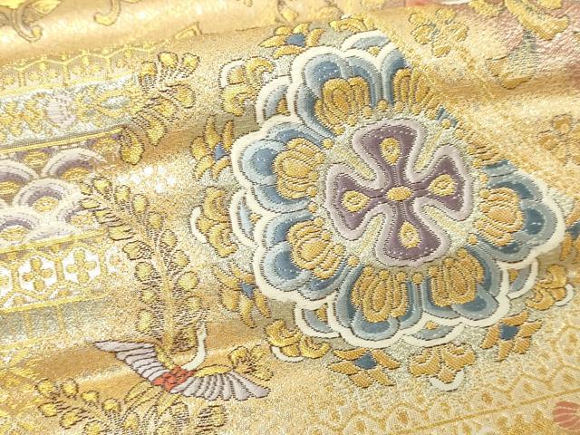 平和屋本店▼六通柄袋帯　唐織　道長彩華文　百本金弐重織　正絹　逸品　DABG9870sf