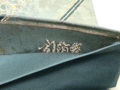 平和屋本店▼六通柄袋帯　正倉院花文　本金鏤箔　引箔　正絹　逸品　DABG9875sf