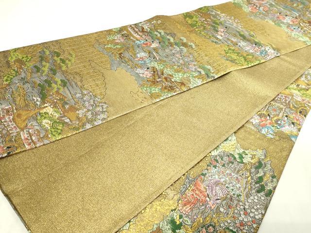 平和屋本店▼西陣　廣部商事謹製　全通柄袋帯　京洛祇園祭還絵巻　弐捨四金箔使用　正絹　逸品　DABG9877sf