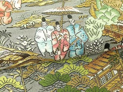 平和屋本店▼西陣　廣部商事謹製　全通柄袋帯　京洛祇園祭還絵巻　弐捨四金箔使用　正絹　逸品　DABG9877sf