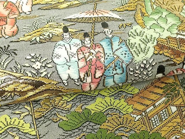 平和屋本店▼西陣　廣部商事謹製　全通柄袋帯　京洛祇園祭還絵巻　弐捨四金箔使用　正絹　逸品　DABG9877sf