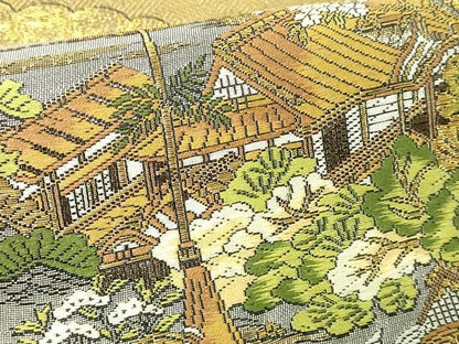 平和屋本店▼西陣　廣部商事謹製　全通柄袋帯　京洛祇園祭還絵巻　弐捨四金箔使用　正絹　逸品　DABG9877sf