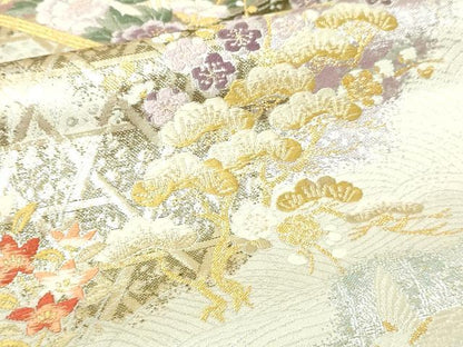 平和屋本店▼六通柄袋帯　唐織　春秋照映文　九百本金弐重織　正絹　逸品　DABG9879sf