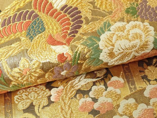 平和屋本店▼六通柄袋帯　屏風絵巻物語　本金箔　反端付き　正絹　逸品　DABG9880sf