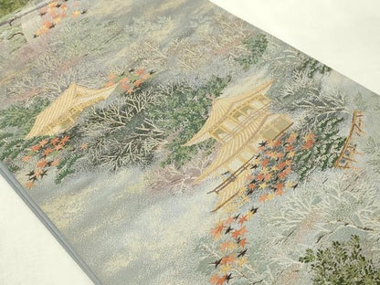 平和屋本店▼六通柄袋帯　京の夢百景　本金箔　正絹　逸品　DABG9888sf