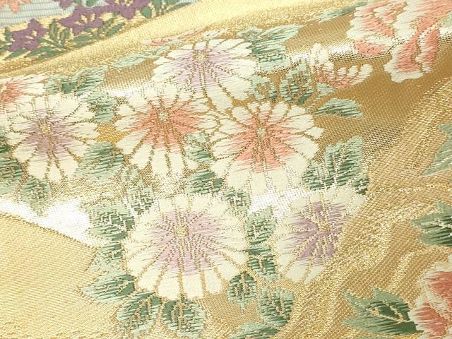 平和屋本店▼六通柄袋帯　唐織　花鳥文　本金箔24ｋ　正絹　逸品　DABG9892sf